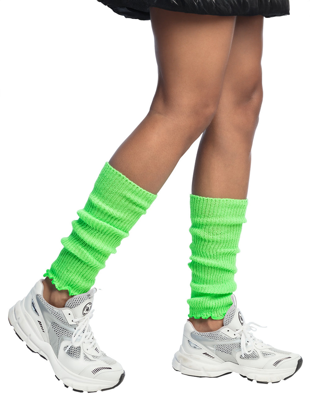Vue de profil des jambières vert fluo pour femme