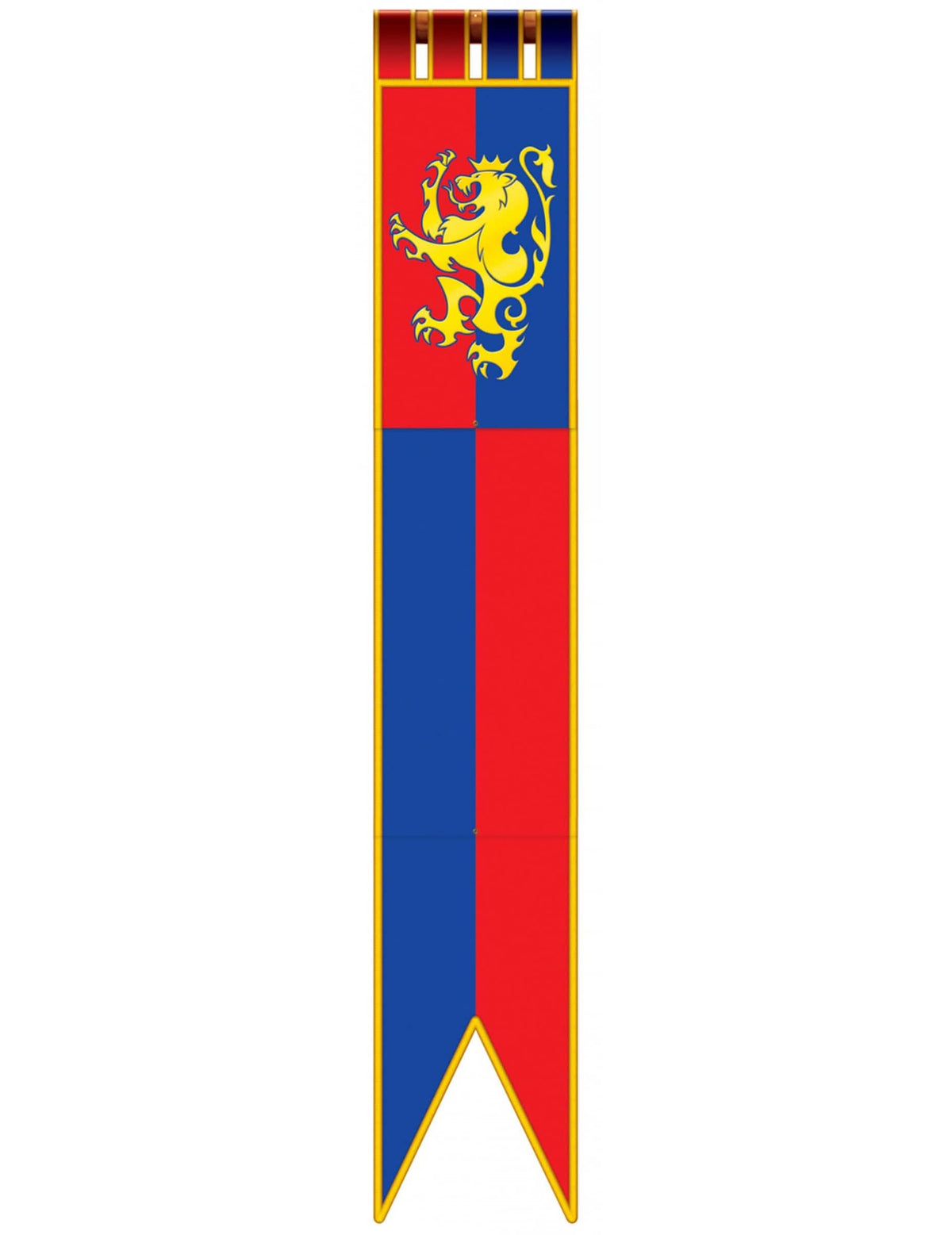 Hängedekoration mittelalterliches Banner für Fest Rot und Blau mit Wappen Gelb Löwe
