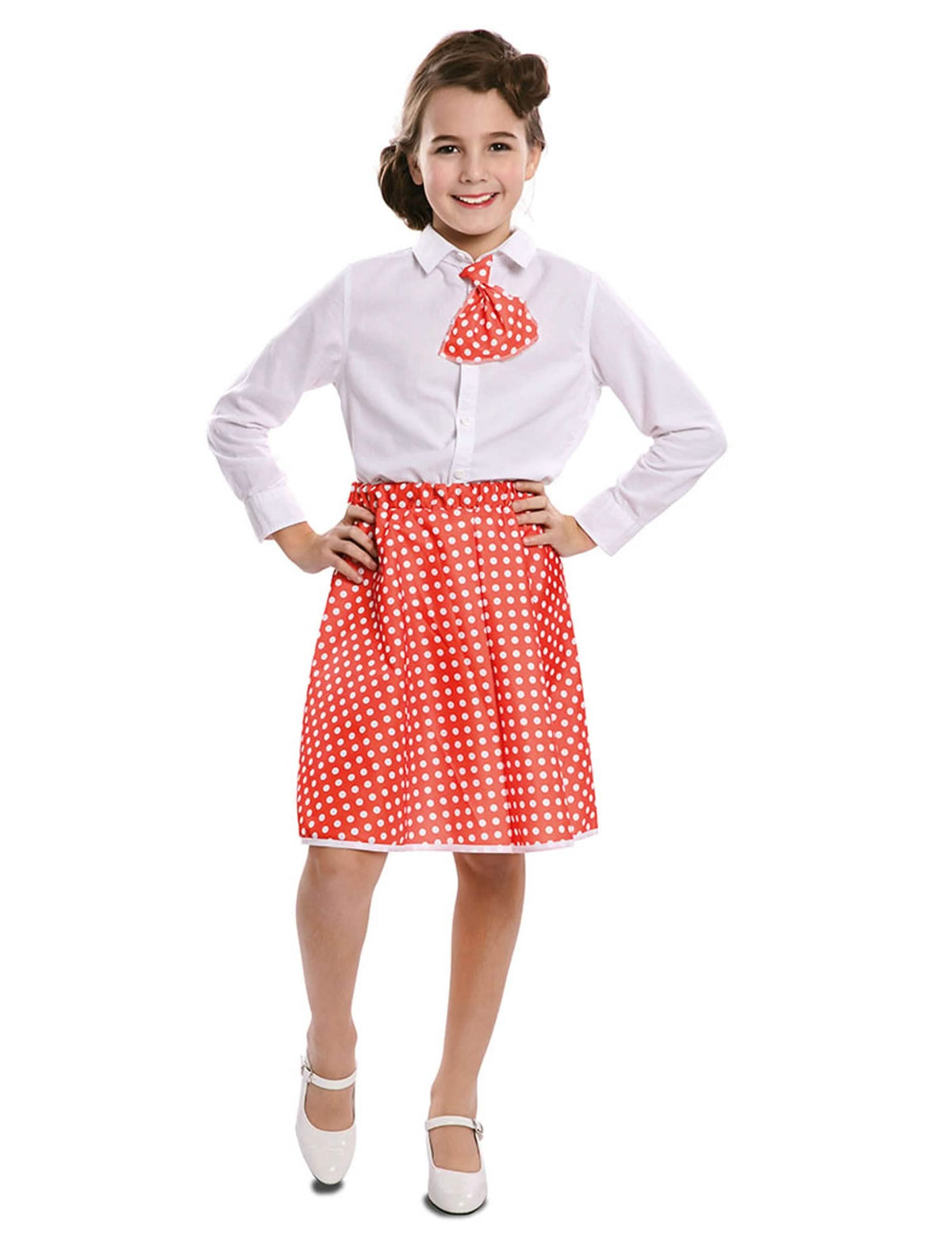 Rock mit Pin-up-Krawatte für Mädchen Rot mit weißen Punkten