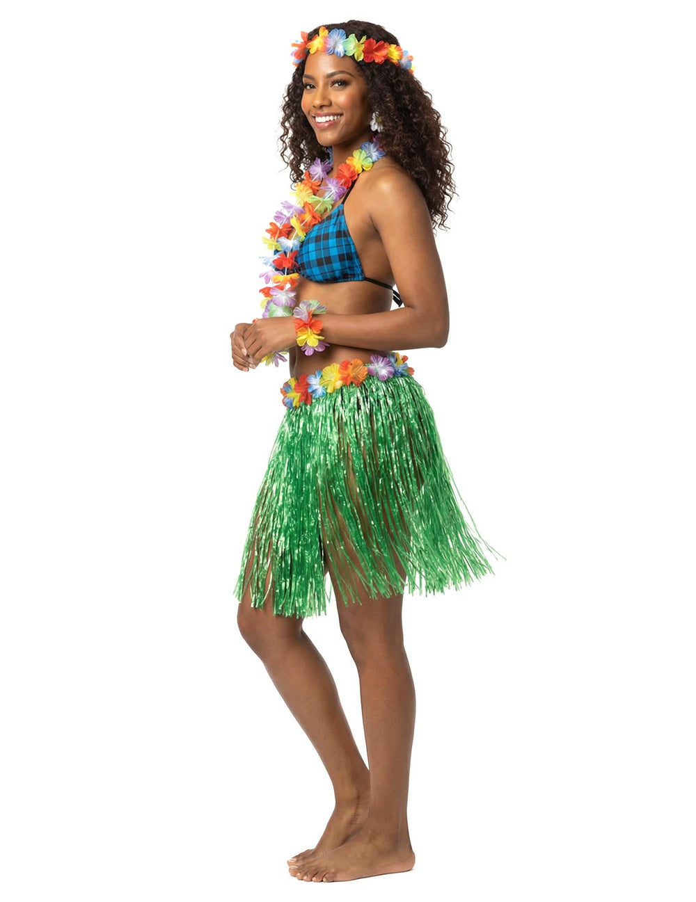 Vue de profil de la jupe hawaïenne courte pour adulte