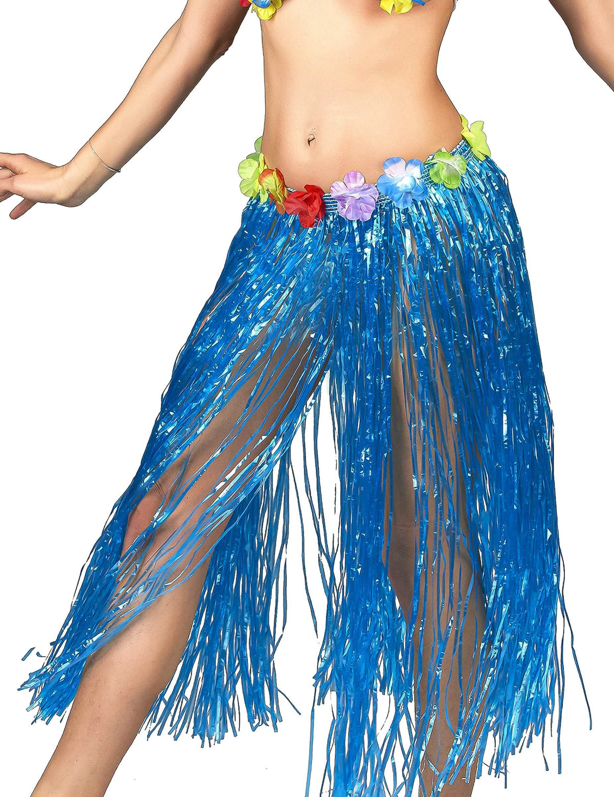 Jupe hawaïenne longue bleue adulte