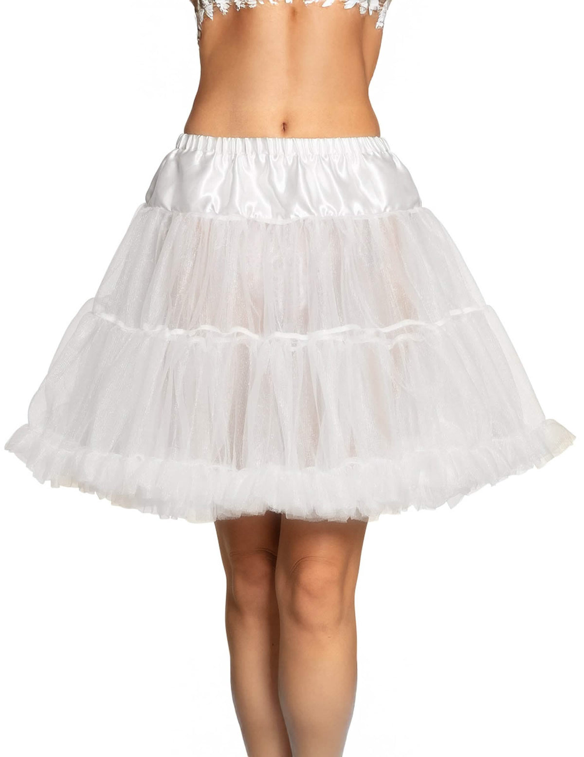 Jupon mi-long pour femme blanc en tulle volumineux