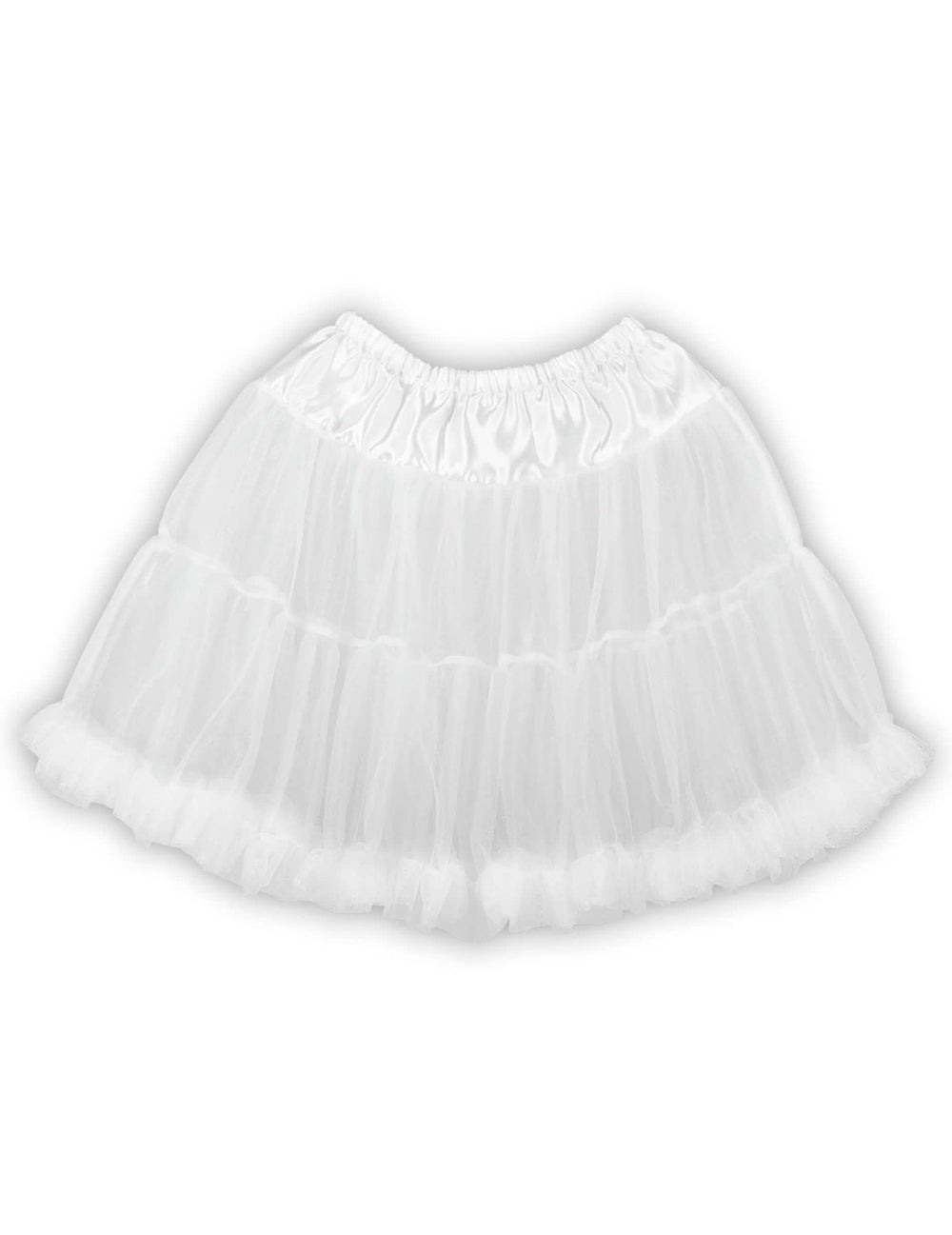 Vue d'ensemble à plat du jupon mi-long pour femme blanc