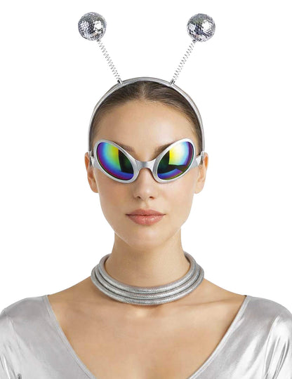 Silbernes Alien-Zubehör-Set für Erwachsene