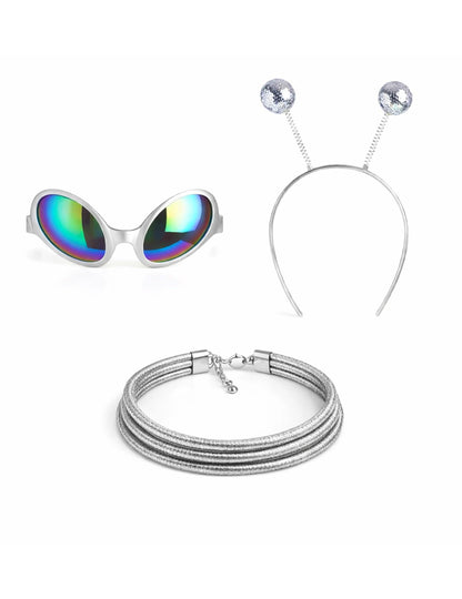 Silbernes Alien-Zubehör-Set für Erwachsene