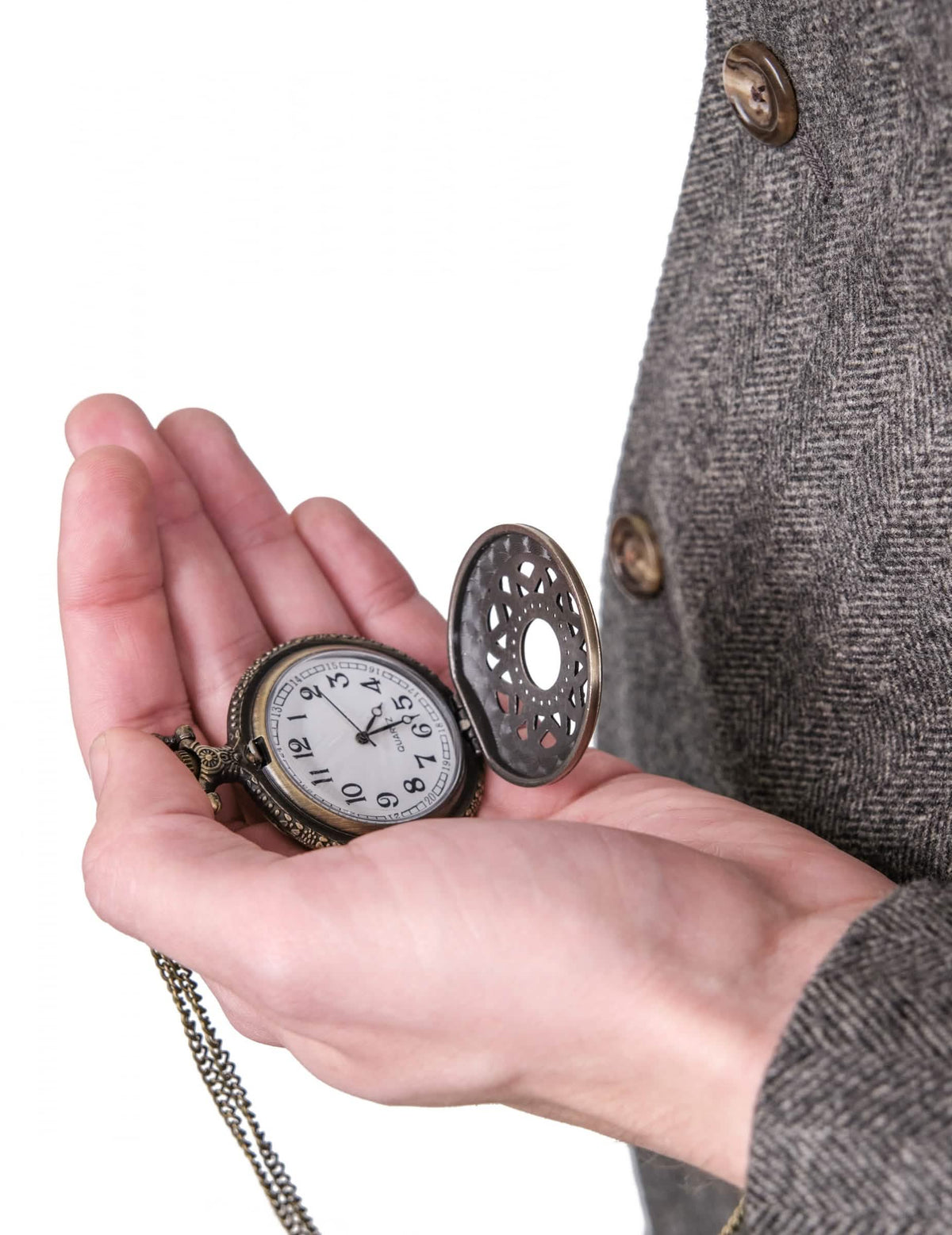 Zubehör-Set der 20er Jahre für Herren bronze mit Taschenuhr