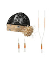 Kit accessoires charleston pour femme noir et doré avec coiffe en dentelle collier et boucles d'oreilles