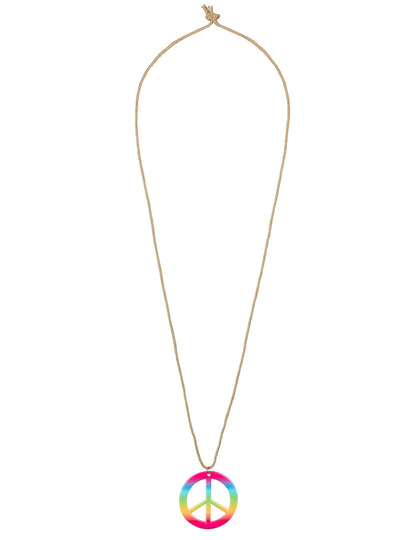 Collier peace and love arc-en-ciel du kit accessoires hippie deluxe