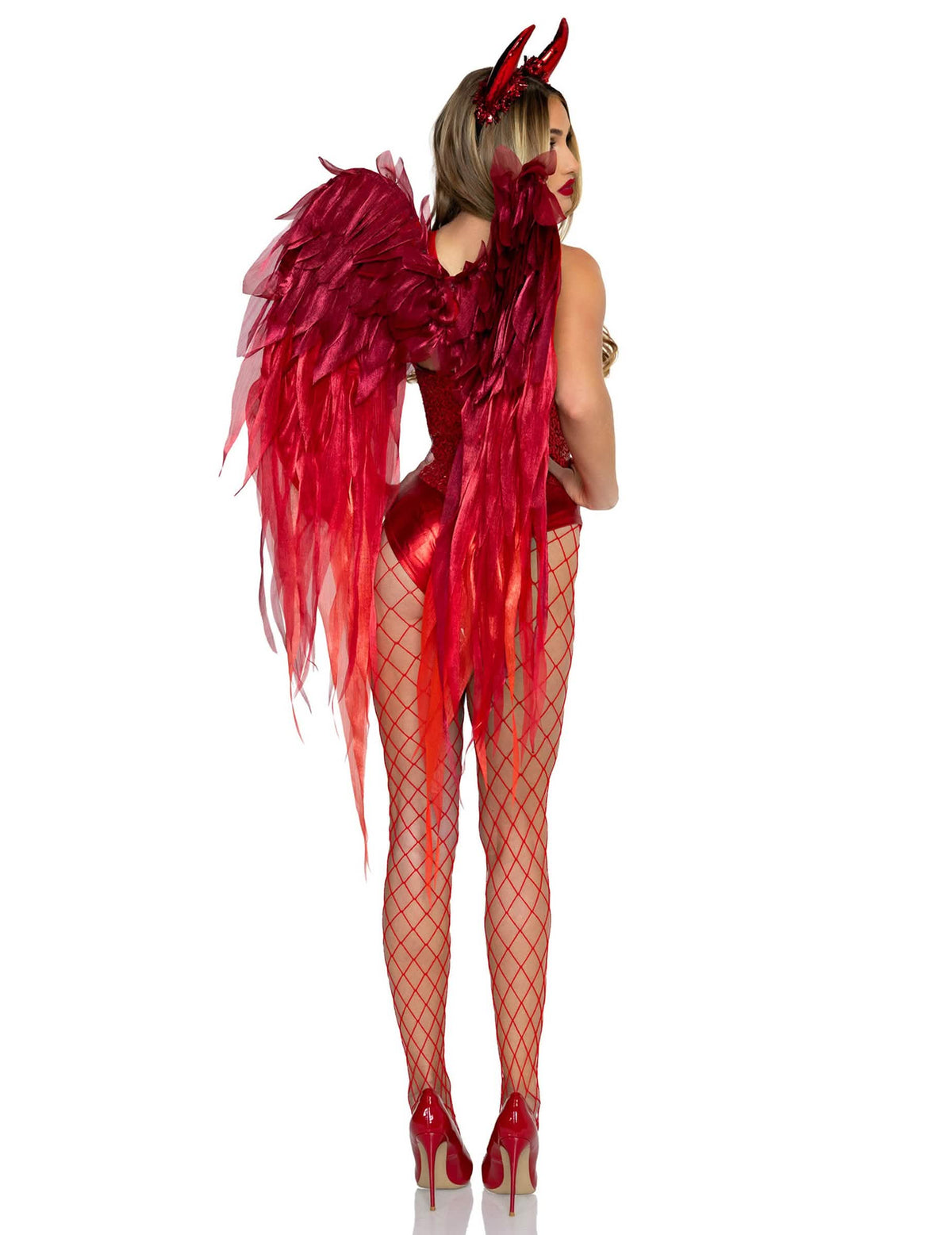 Set rote TeufelsflÃ¼gel und Haarreif Deluxe fÃ¼r Erwachsene