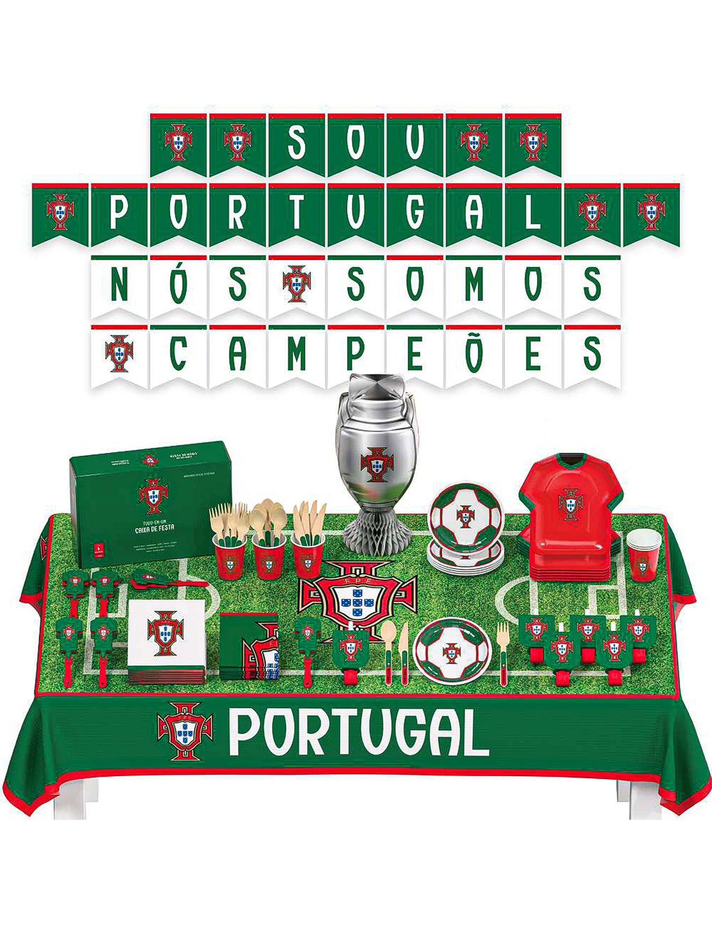 Portugal Fan-Paket zum Geburtstag - FuÃŸballverband 75-tlg.