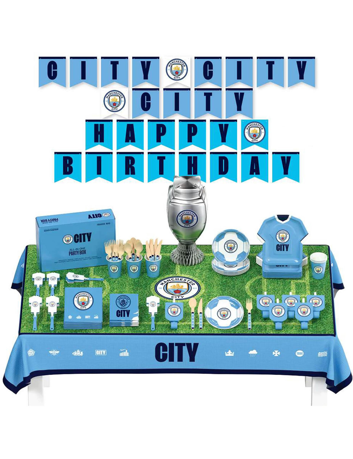 Manchester City FC Komplett-Set für Fußball-Geburtstage 75 Teile