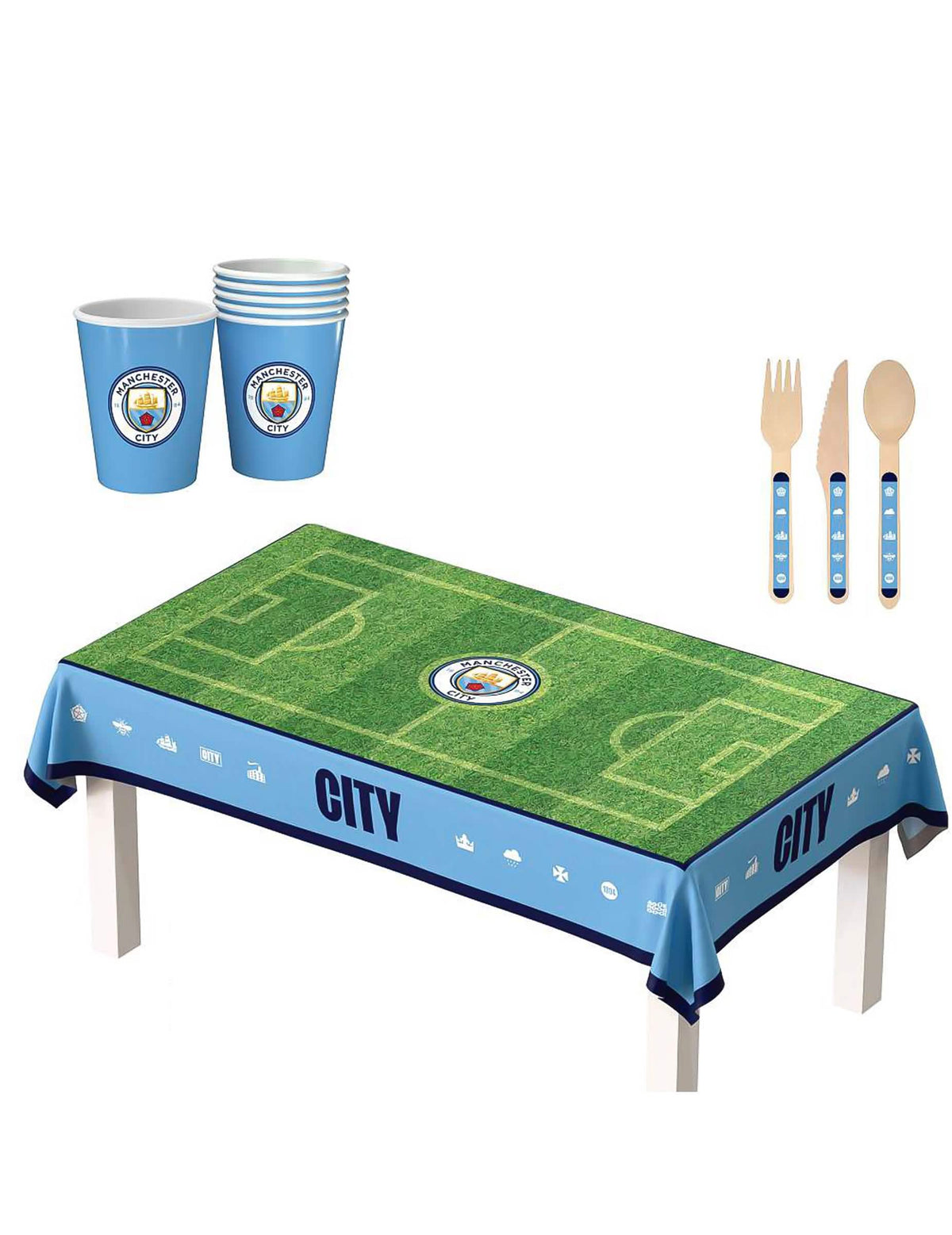 Manchester City FC Komplett-Set für Fußball-Geburtstage 75 Teile