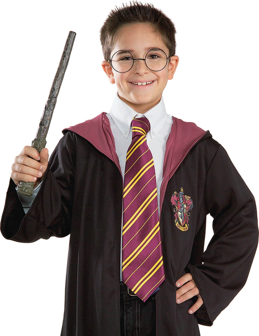Kit baguette magique & lunettes Harry Potter pour enfant lunettes rondes noires et baguette marron