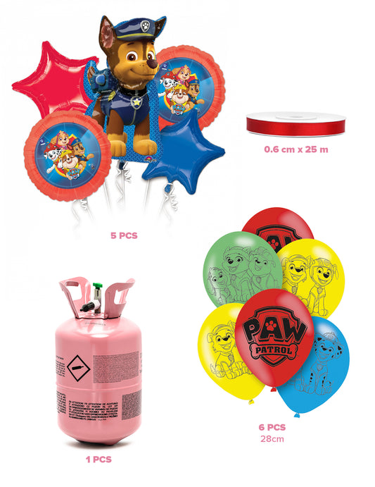 Helium Set Flasche und 11 Paw Patrol™ Ballons