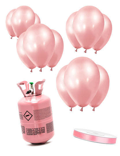 Heliumflaschen-Set mit 12 Ballons roségold