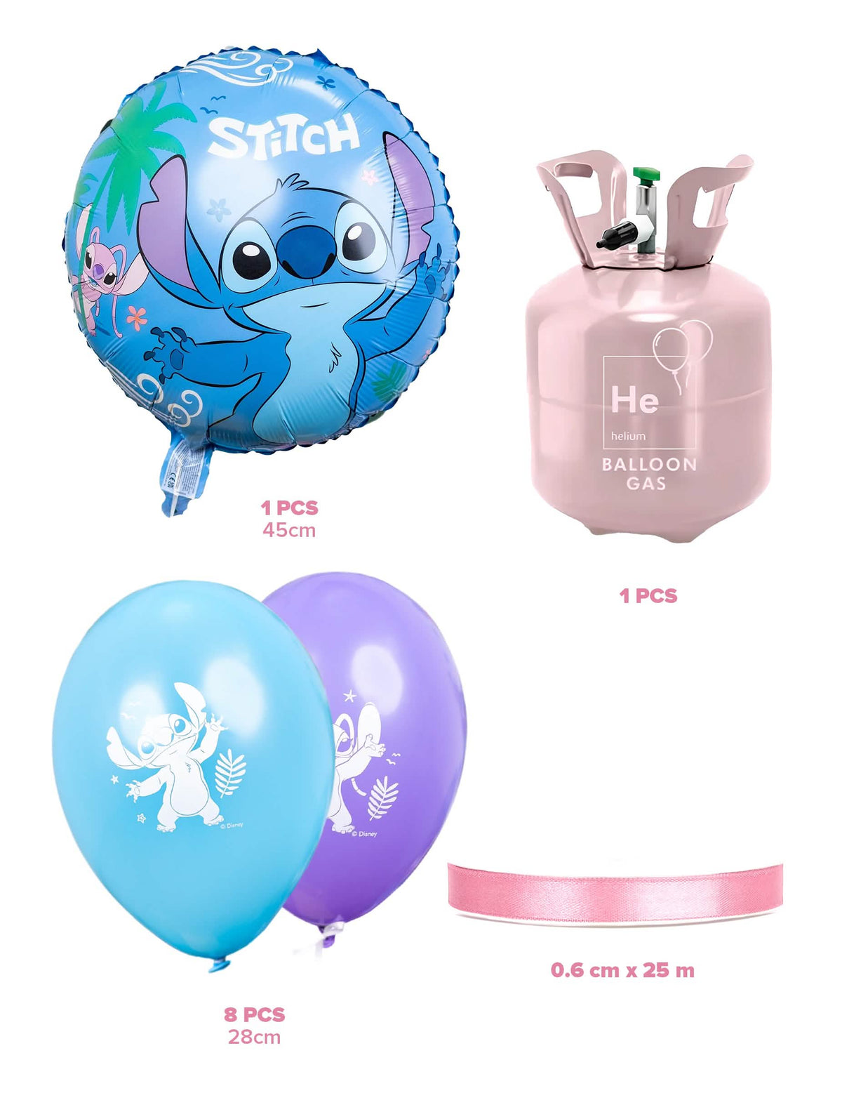 Heliumflaschen-Set mit 9 Stitch™-Ballons