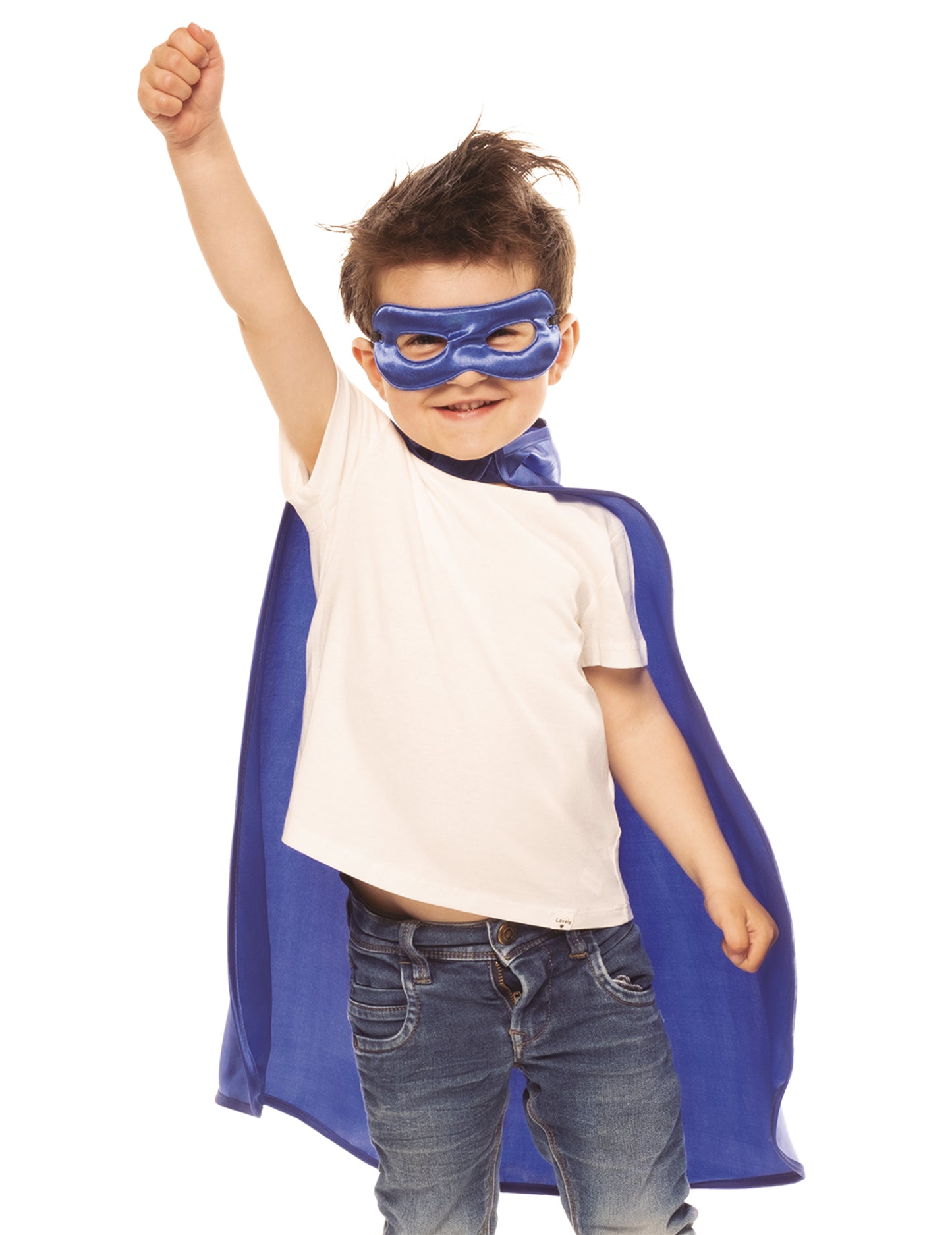 Kit cape et masque de super-héros pour enfant bleu
