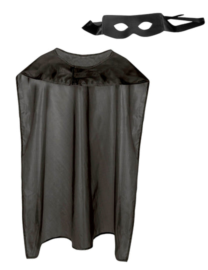 Kit cape et masque de super héros pour adulte noir