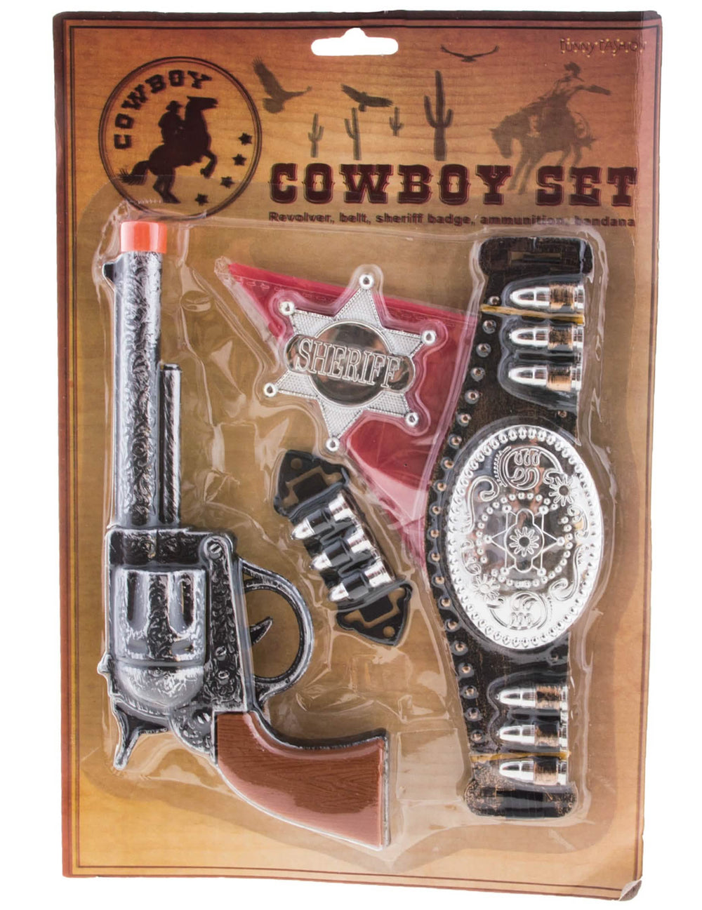 Ansicht der Verpackung des 5-teiligen Cowboy-Kits für Kinder