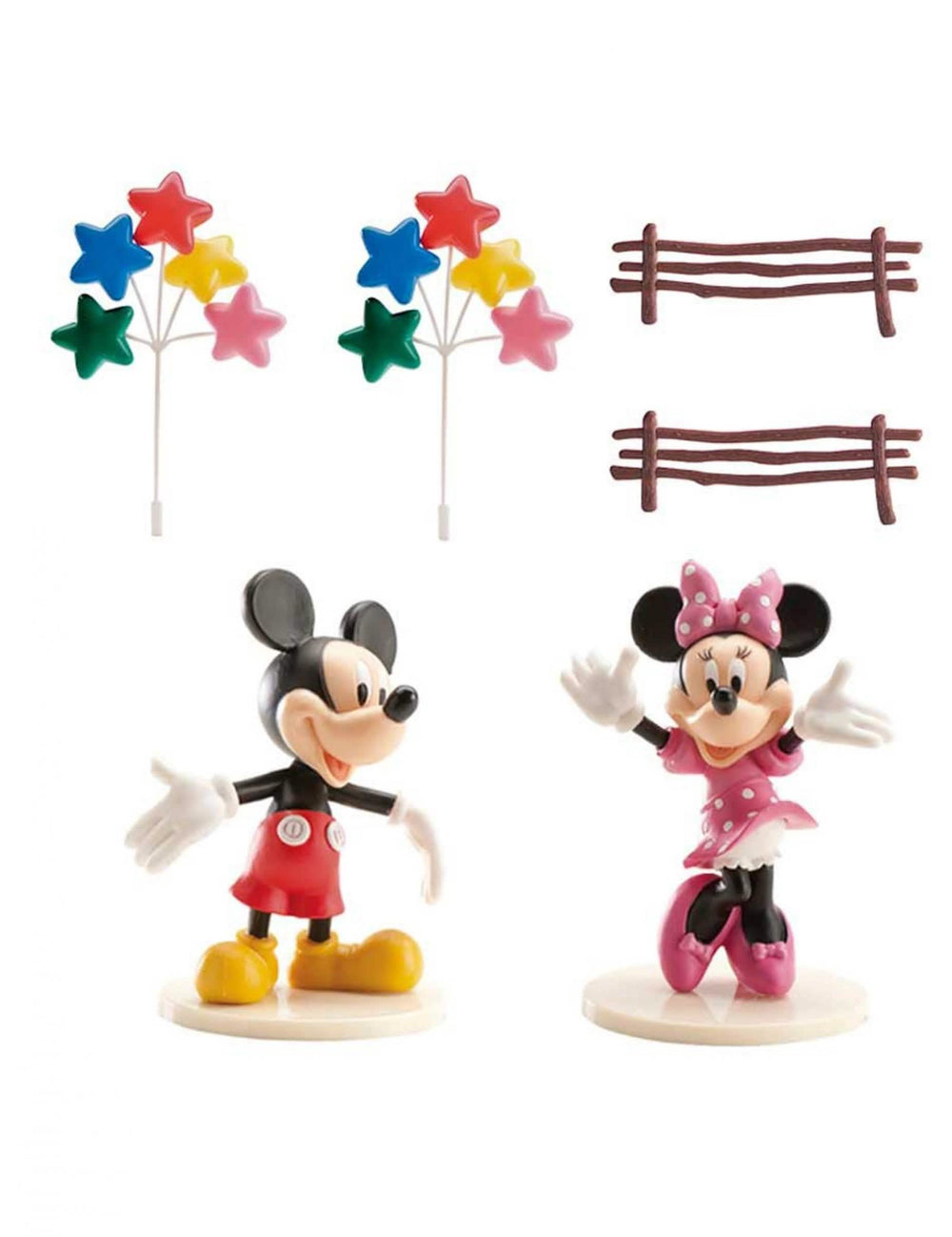 Kuchen-Deko-Set Mickey Mouse und Minnie für Kinder Bunt mit Figuren und Stern-Picks