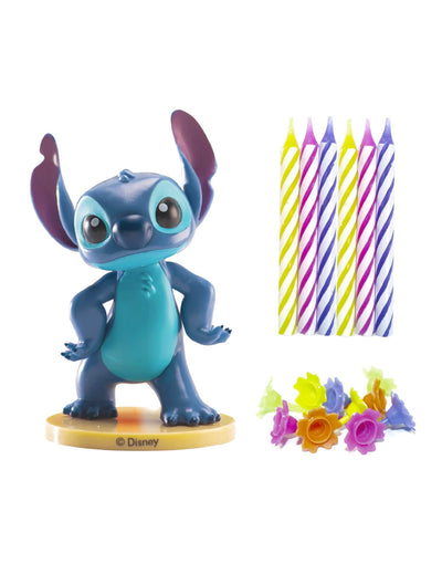 Stitch™ Figuren-Set aus PVC mit Kerzen