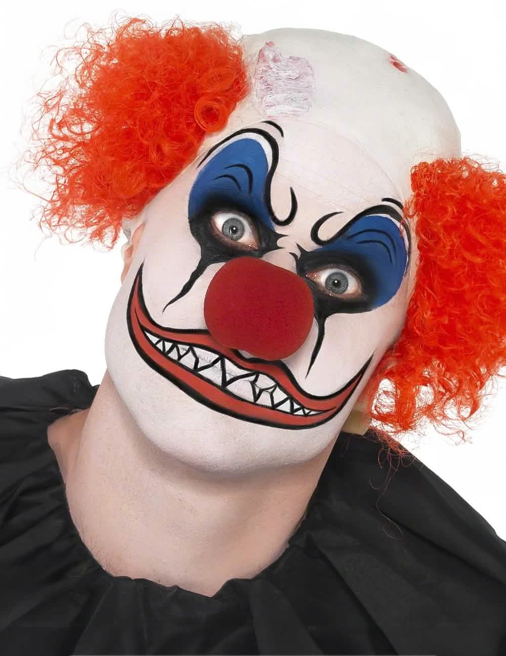 Clown-Schminke-Set für Erwachsene Weiß und Rot mit orange Haaren