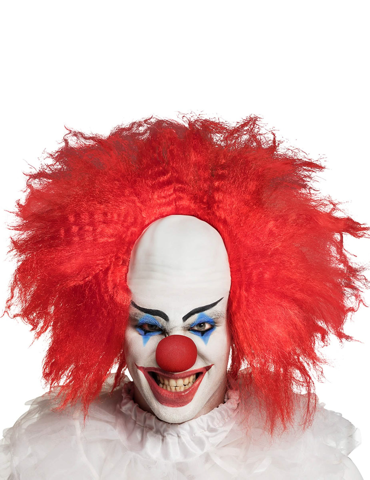 Großaufnahme des Gesichtsschminke des gruseligen Clown-Schminksets
