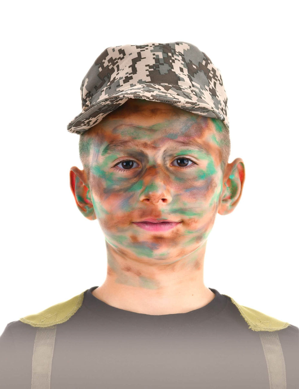 Militär-Schminkset für Kinder Grün und Braun mit Pinsel und Schwamm