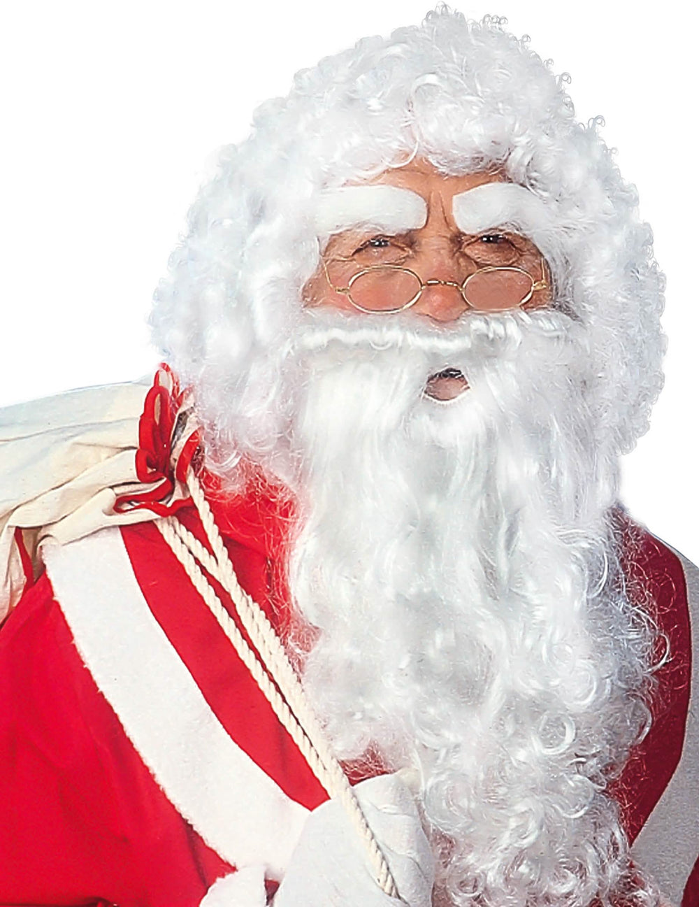 Weihnachtsmann-Kit für Erwachsene Weiß mit Bart und Perücke