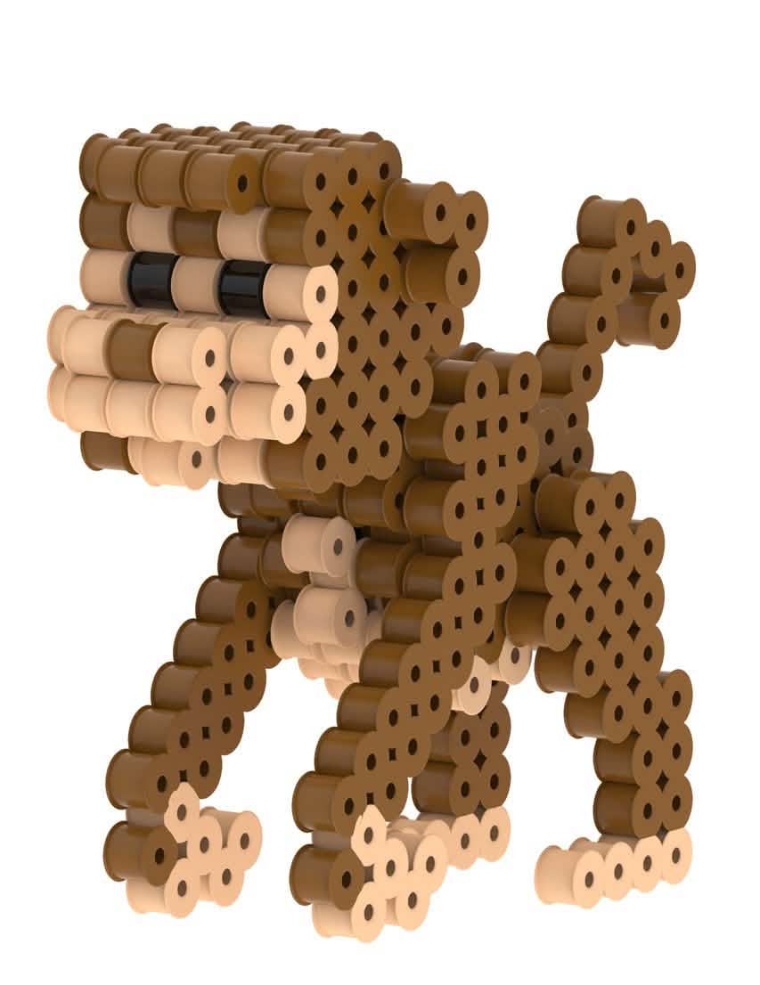 3D-Bügelperlen-Set Affe für Kinder Braun und Beige