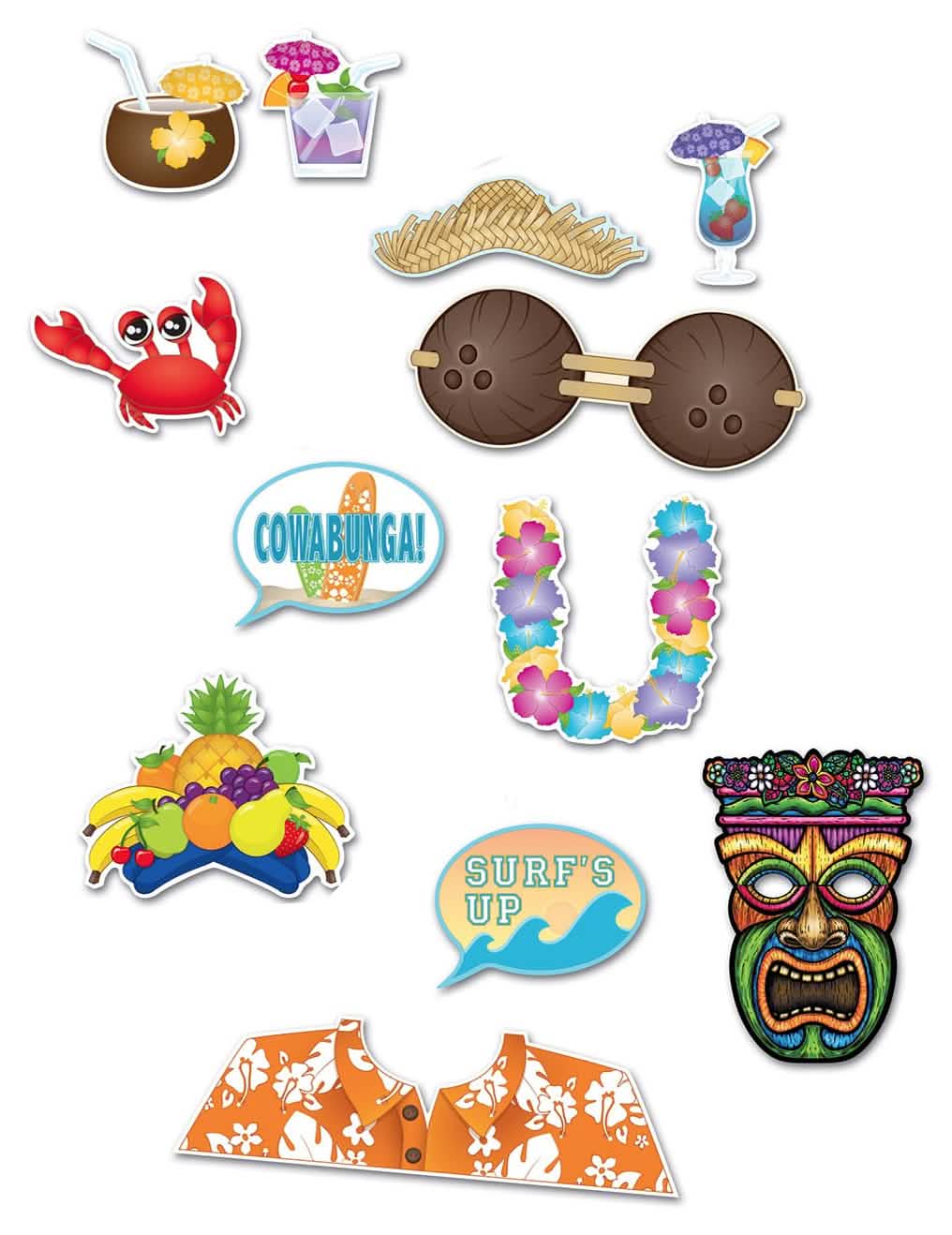 Photobooth-Set Hawaii für Erwachsene 12 mehrfarbige accessoires