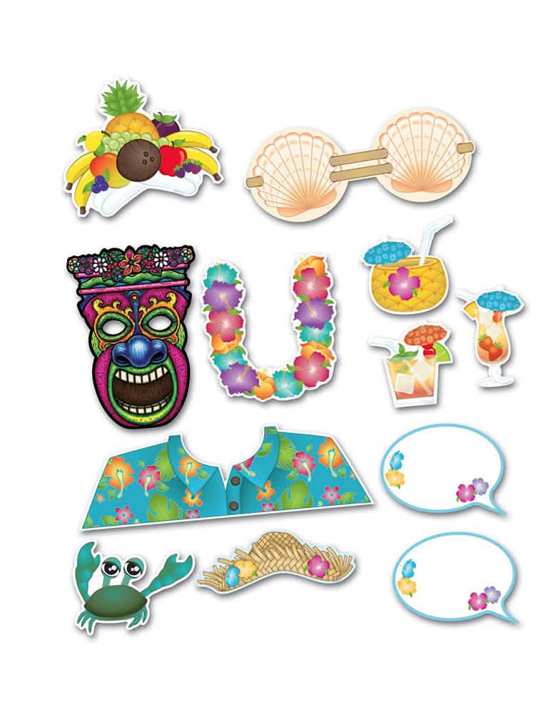 Detail der accessoires des Hawaii-Photobooth-Kits