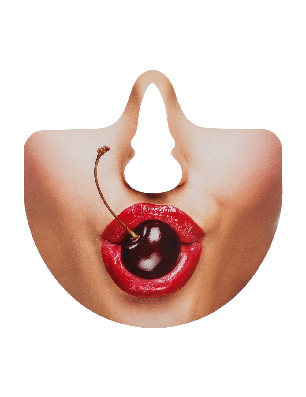 Détail d'un accessoire de bouche avec lèvres rouges et cerise du kit photobooth bouches humoristiques