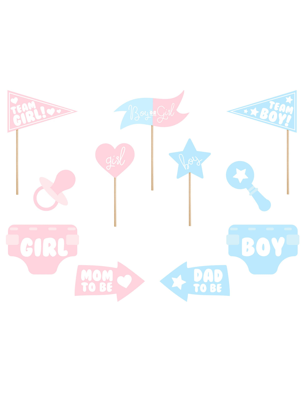 Kit photobooth fille ou garçon pour gender reveal rose et bleu 11 accessoires