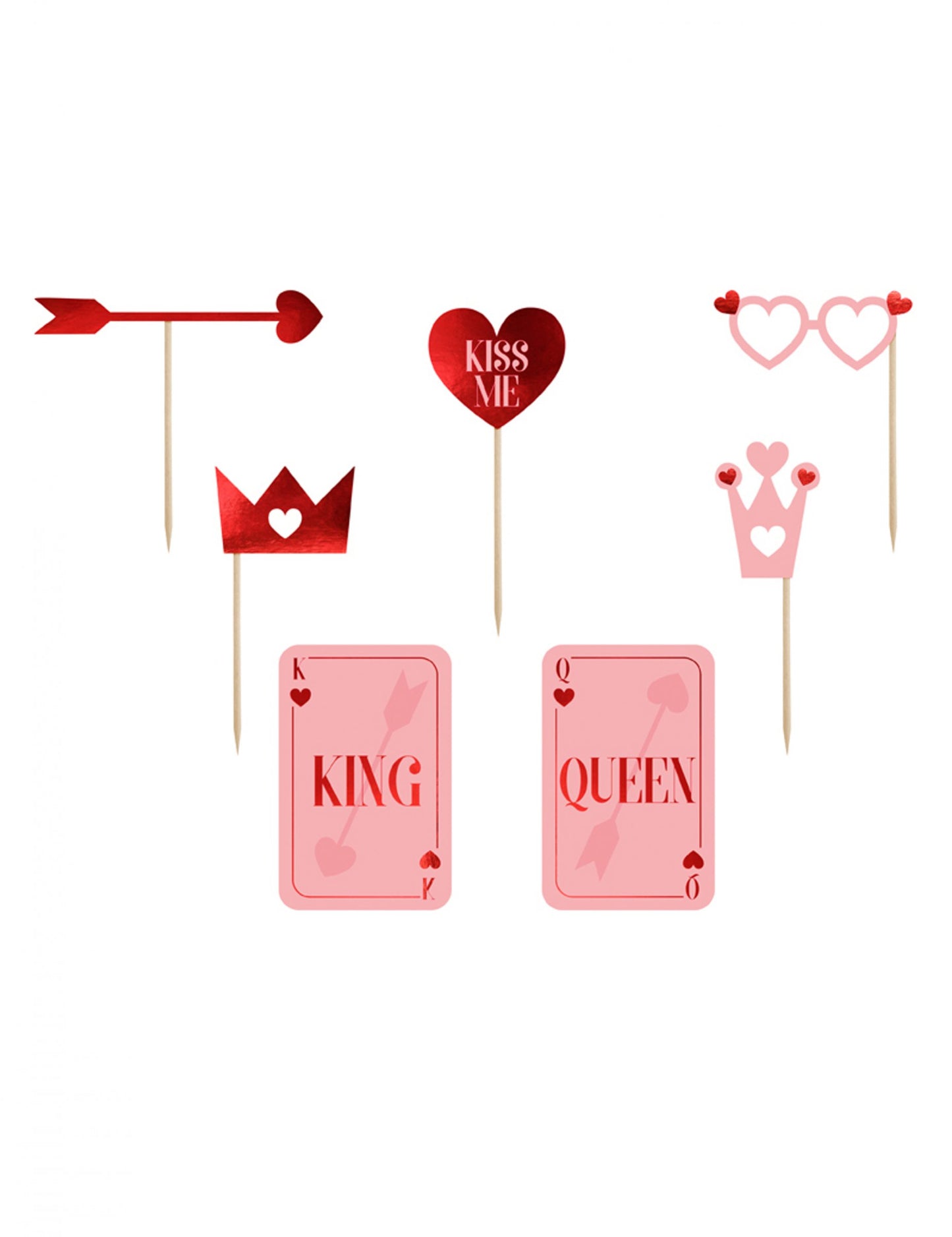 Kit photobooth love is in the air rouge et rose avec 7 accessoires