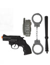 Kit d'accessoires de policier pour enfant noir et gris avec pistolet et menottes