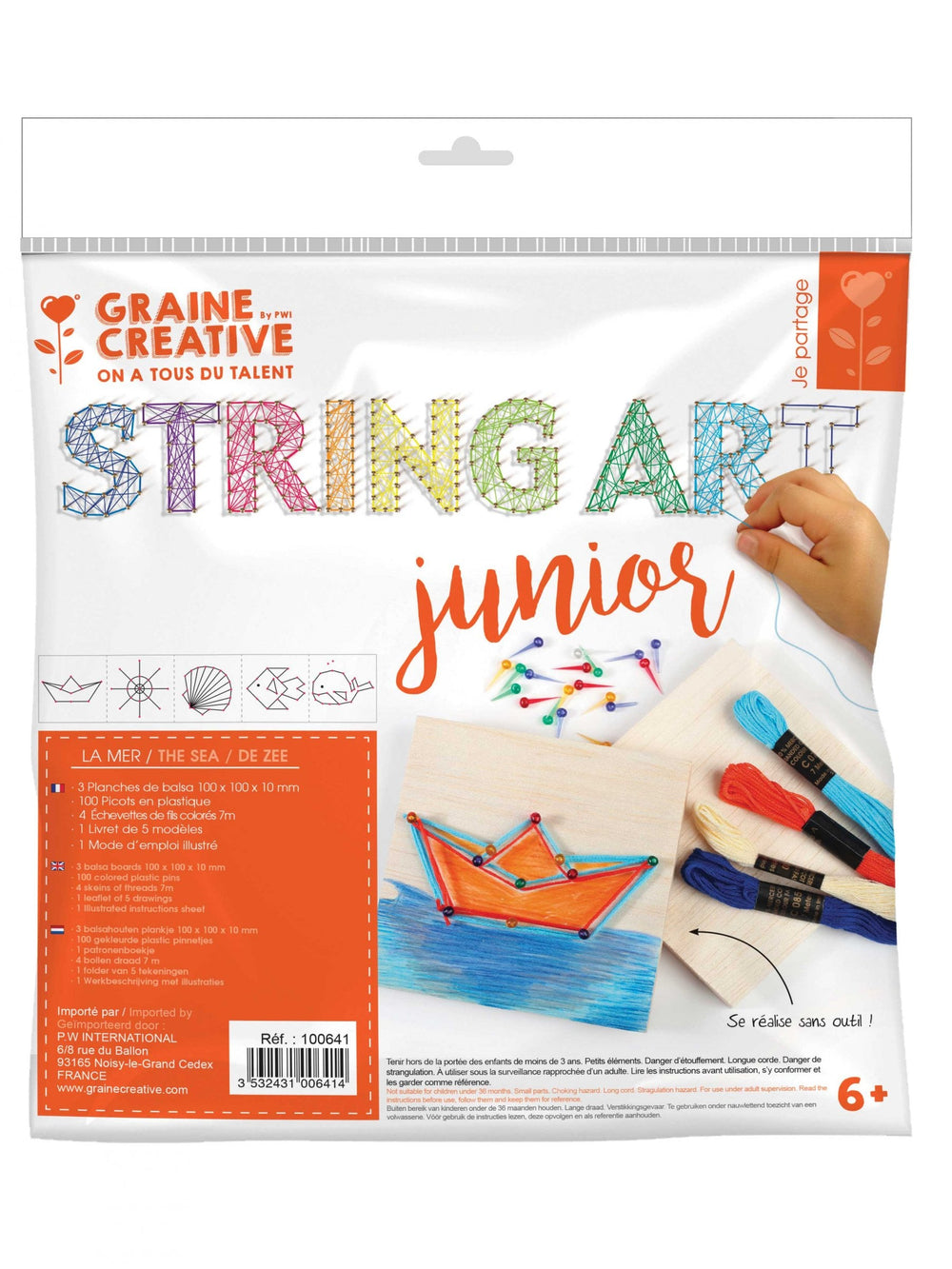Kit string art junior thème mer pour enfant avec tableaux en fil