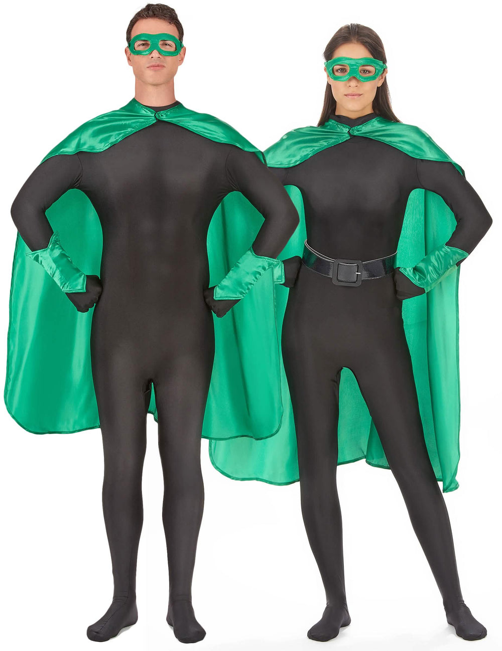 Superhelden-Set für Erwachsene Grün mit Cape und Maske