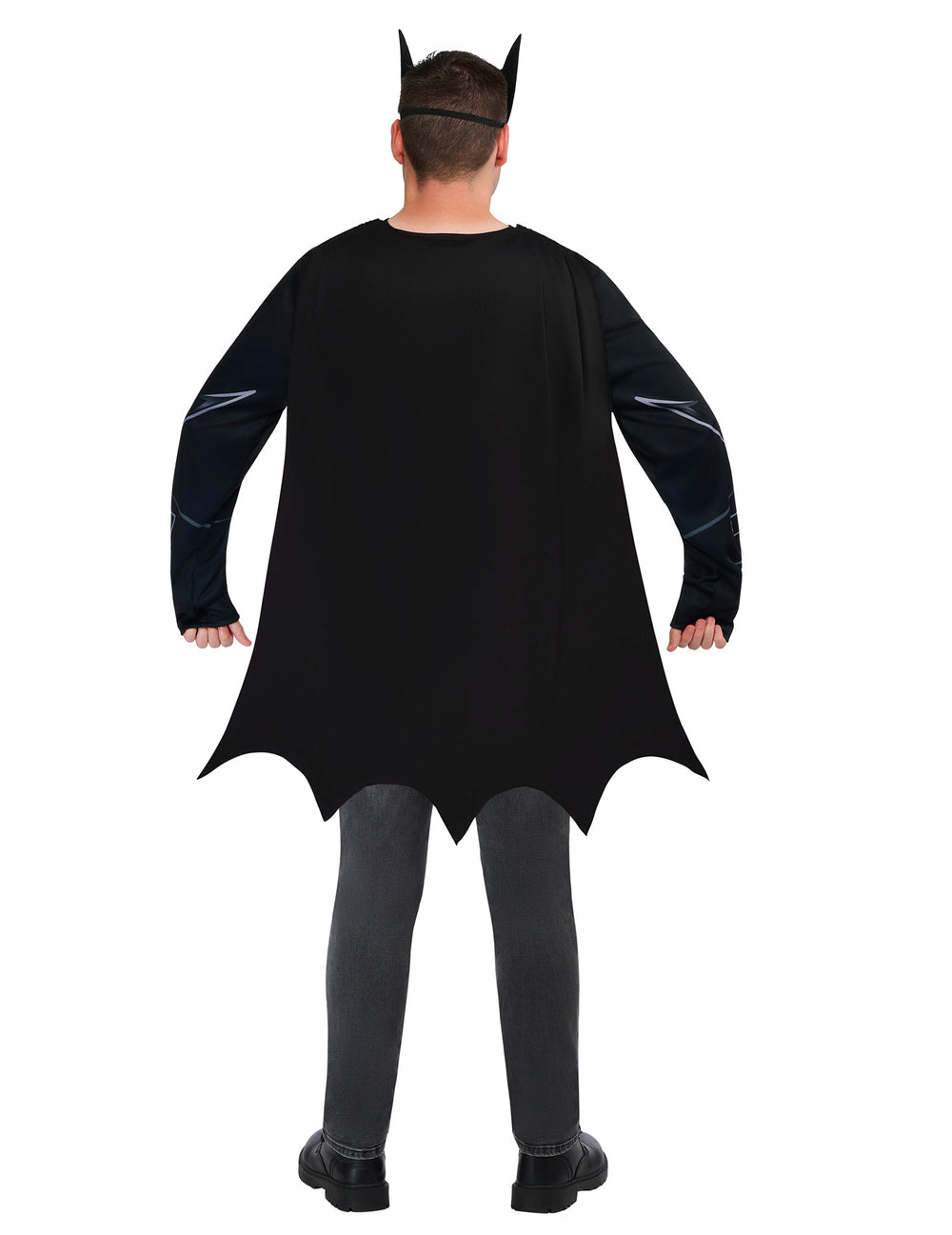 Vue de dos du kit top et masque Batman pour adulte