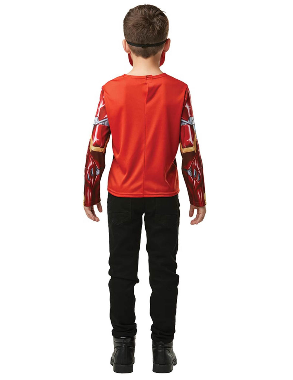 Vue de dos du kit top et masque Iron Man pour enfant