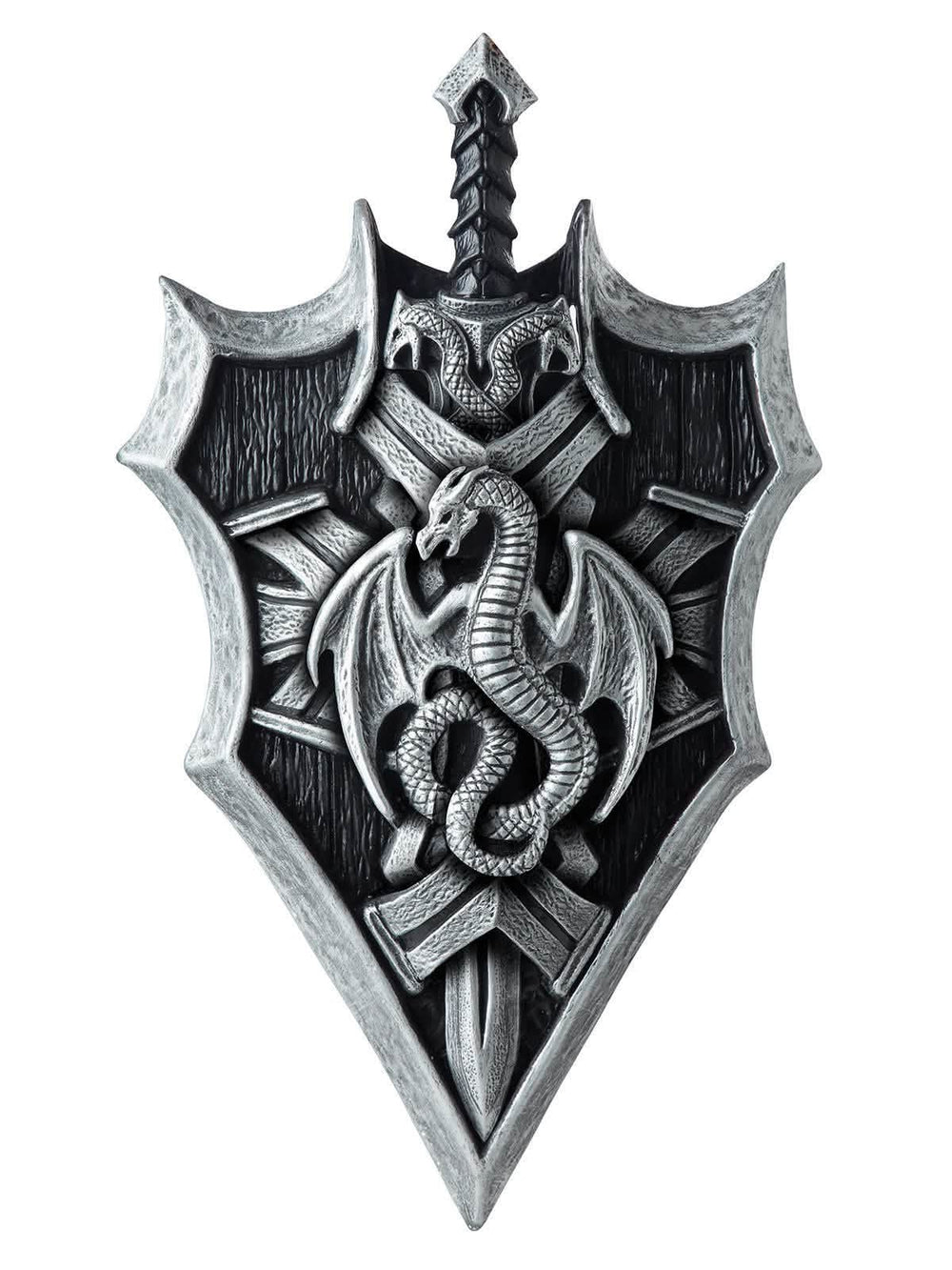 Bouclier et épée de chevalier dragon pour enfant gris et noir