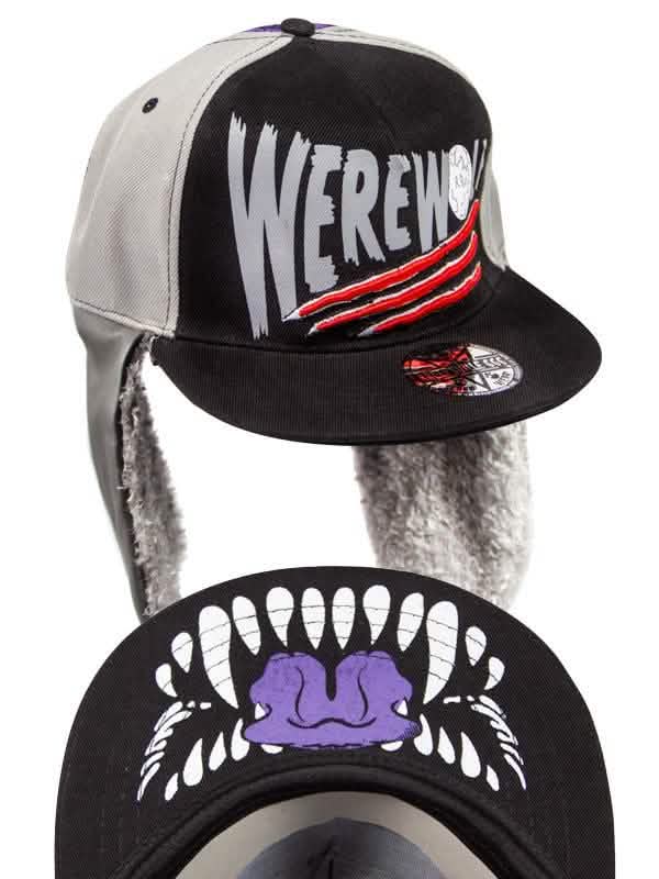 Casquette gothique Loup-garou pour adulte noire violette et grise