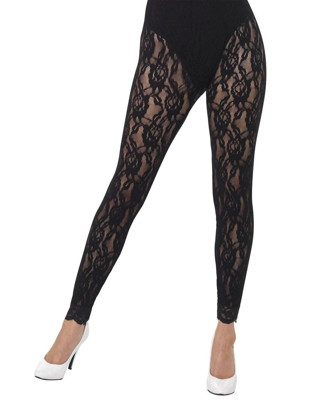 Leggings aus Spitze für Damen Schwarz
