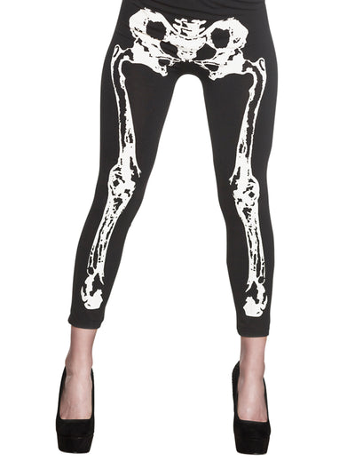 Leggings mit Knochenmuster für Damen in Schwarz und Weiß
