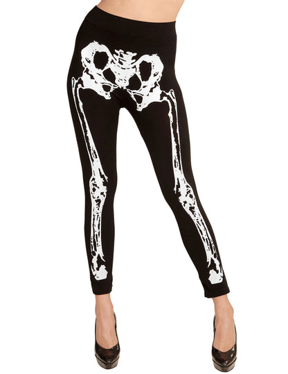 Frontansicht der Skelett-Leggings für Damen