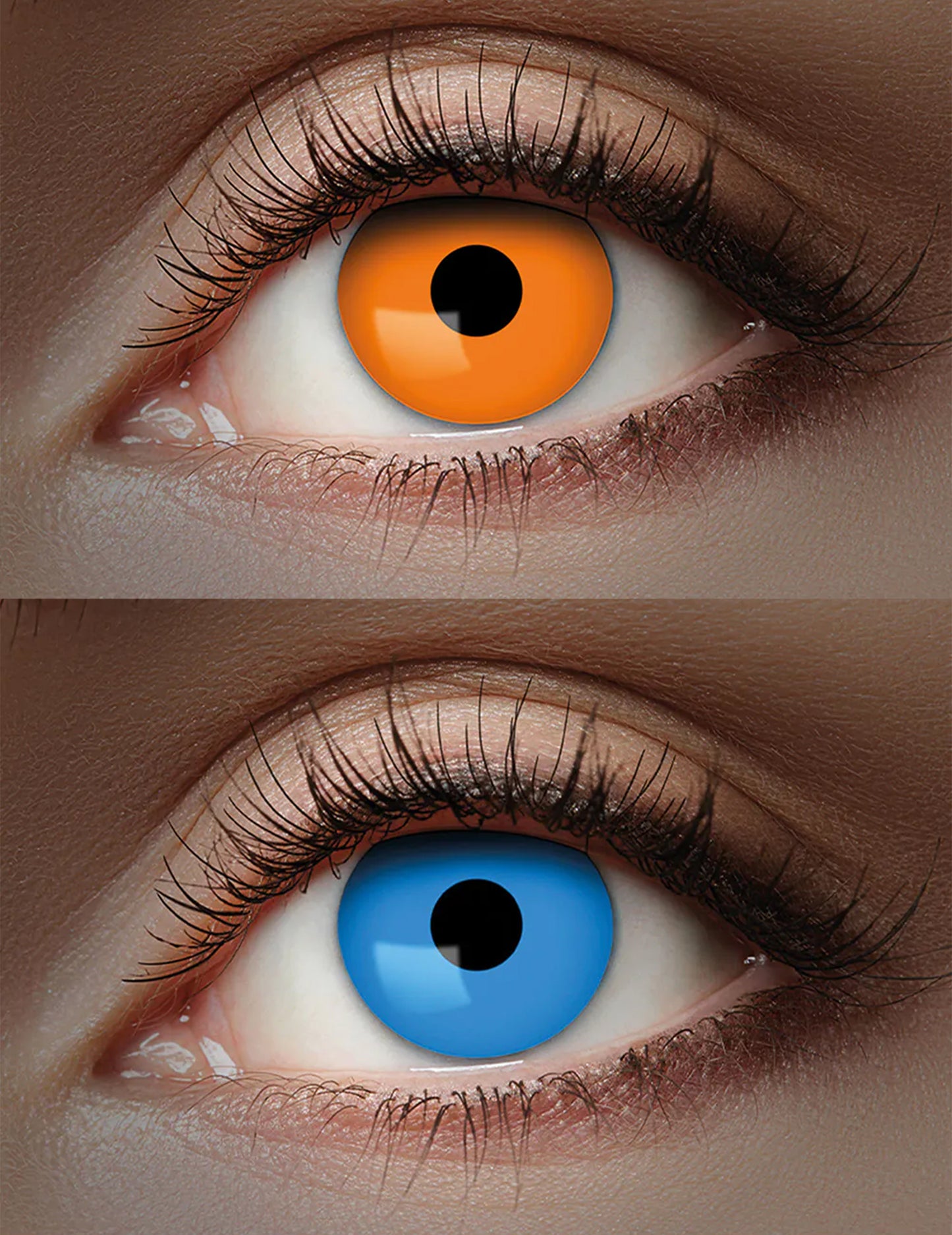1-Monats-Kontaktlinsen Duo Orange und Blau Erwachsene
