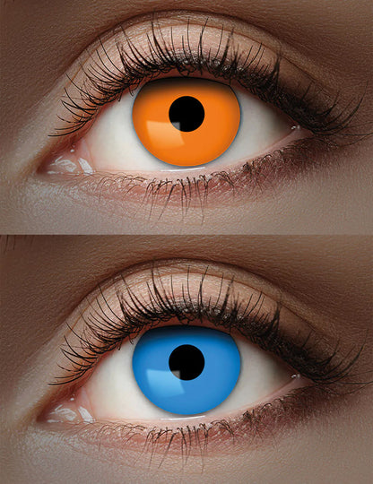 1-Monats-Kontaktlinsen Duo Orange und Blau Erwachsene
