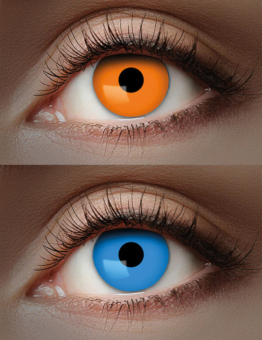 1-Monats-Kontaktlinsen Duo Orange und Blau Erwachsene