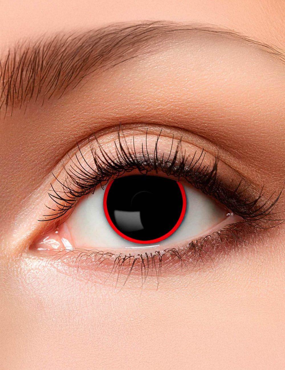 schwarze und rote Fantasie-Kontaktlinsen mit rotem Rand für Erwachsene, schwarz und Rot