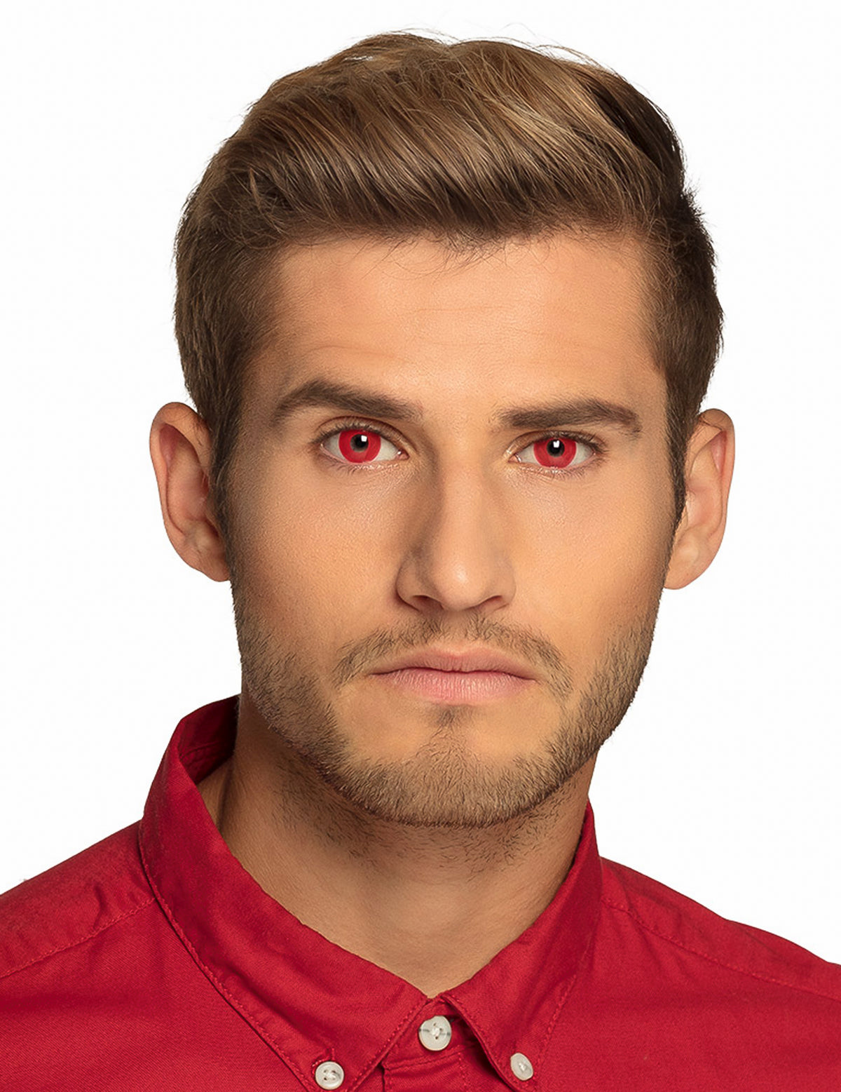Vue de face des lentilles fantaisie UV rouge